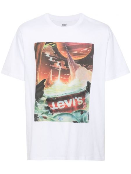 Βαμβακερή μπλούζα με σχέδιο Levi's λευκό
