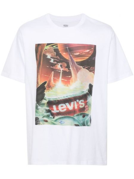 Baskılı pamuklu tişört Levi's beyaz