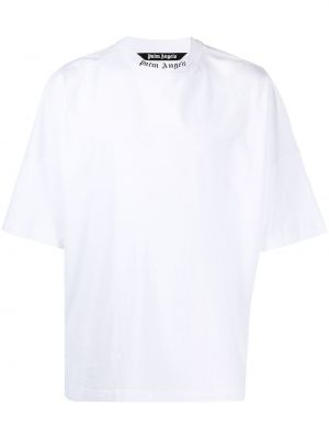 Bavlnené tričko s potlačou Palm Angels biela