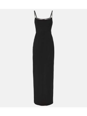 Hedvábné vlněné dlouhé šaty Roland Mouret černé