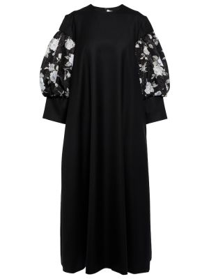 Вълнена миди рокля на цветя Noir Kei Ninomiya черно
