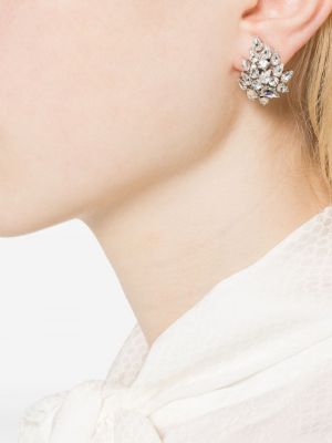 Boucles d'oreilles à boucle en cristal Christian Dior argenté