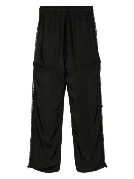 Krajkové pruhované sportovní kalhoty Pushbutton černé