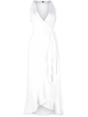Μίντι φόρεμα από λυγαριά Trendyol λευκό