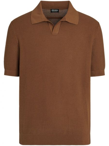 Medvilninis polo marškinėliai Zegna ruda