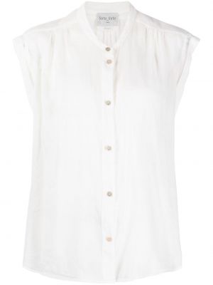 Памучна риза с v-образно деколте Forte_forte бяло