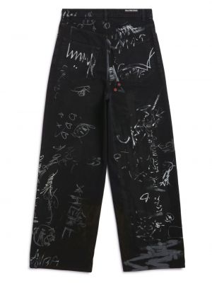 Jeans mit print ausgestellt Balenciaga schwarz
