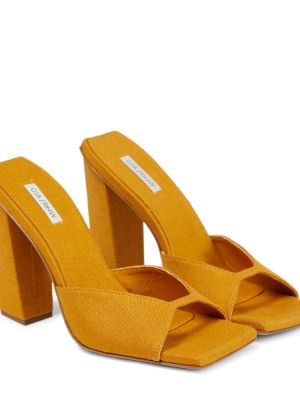 Lniane sandały Gia Borghini pomarańczowe