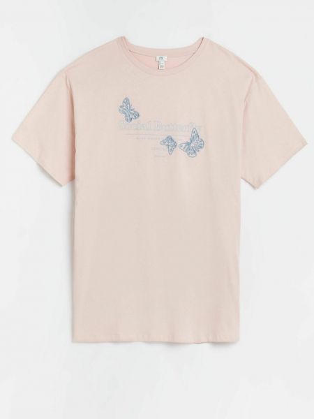 Koszulka z nadrukiem River Island różowa