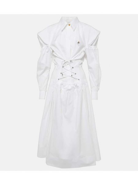 Bavlnené midi šaty Vivienne Westwood biela