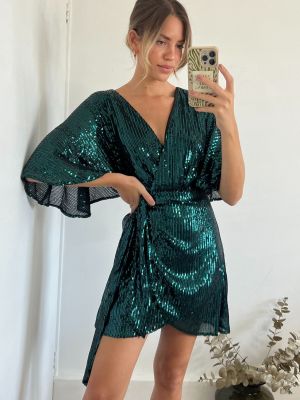 Платье мини с пайетками Style Cheat зеленое