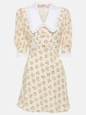Svilena obleka s cvetličnim vzorcem s potiskom Alessandra Rich