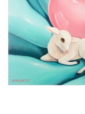 Hedvábný šál s potiskem Nina Ricci modrý