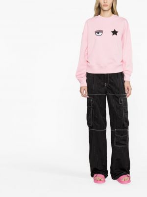 Sweatshirt mit stickerei aus baumwoll Chiara Ferragni pink
