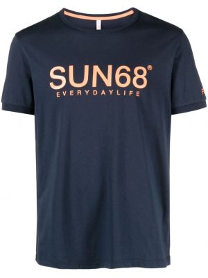 Bombažna majica s potiskom Sun 68 modra