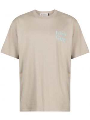 T-shirt avec imprimé slogan en coton à imprimé Undercover beige