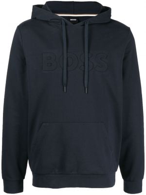 Hoodie med broderi Boss blå