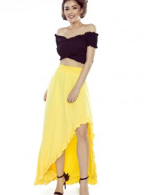 Asymetrické dlouhá sukně s volány Numoco žluté