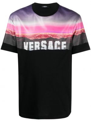 Bombažna majica Versace črna