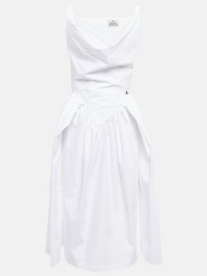 Pamučna midi haljina Vivienne Westwood bijela