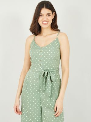Платье в горошек Yumi зеленое