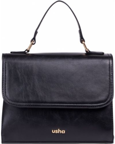 Jednofarebná kožená kabelka Usha - čierna