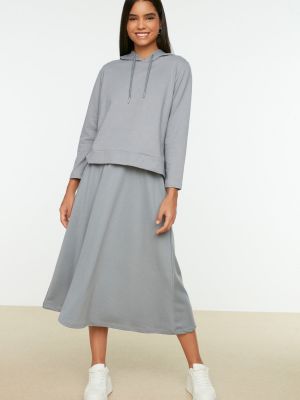 Pletena suknja s kapuljačom Trendyol siva