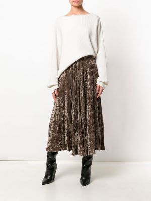 Falda larga de terciopelo‏‏‎ Yves Saint Laurent Pre-owned marrón