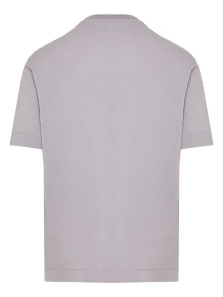 Bavlněné tričko s potiskem Emporio Armani fialové