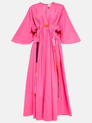 Bavlněné midi šaty Roksanda růžové