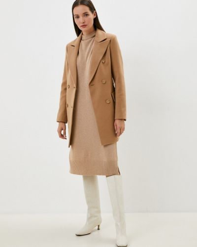 Двубортное пальто палето коричневое