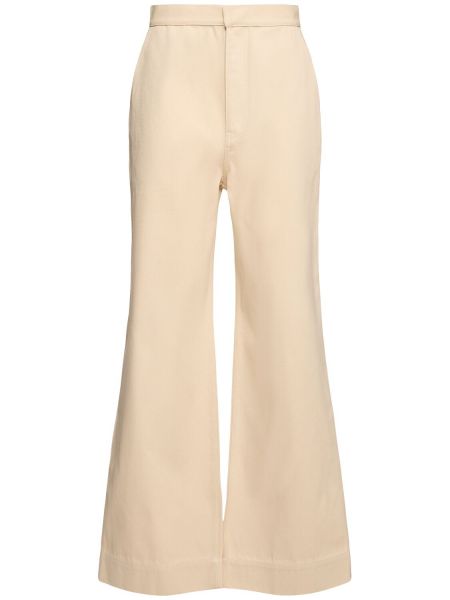 Jeans med hög midja i bomull Jil Sander beige