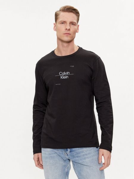 Тениска с дълъг ръкав с дълъг ръкав Calvin Klein черно