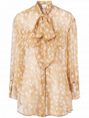 Копринена блуза с панделка с принт Burberry