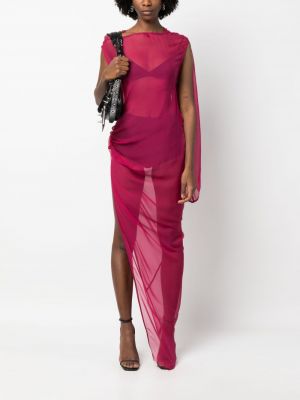 Sukienka długa asymetryczna drapowana Rick Owens różowa