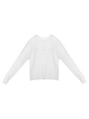 Pletený vlnený priliehavý sveter Mymo Now - biela