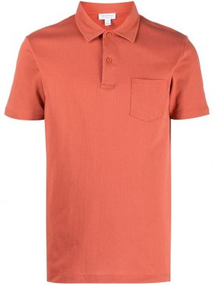 Polo en coton avec manches courtes Sunspel orange
