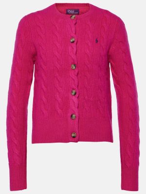 Kašmírový vlněný kardigan Polo Ralph Lauren růžový