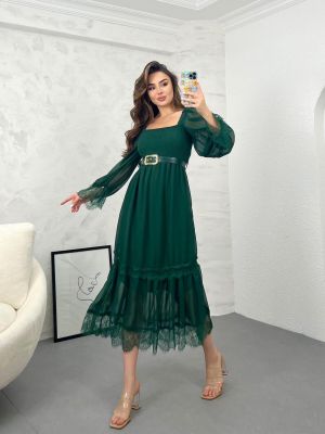 Sukienka z dekoltem w serek tiulowa K&h Twenty-one zielona