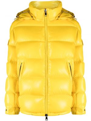 Prošívaná péřová bunda s kapucí Moncler žlutá