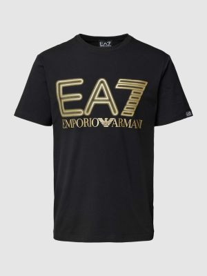Koszulka z nadrukiem casual Ea7 Emporio Armani czarna