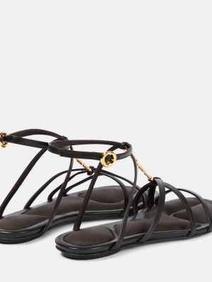 Dabīgās ādas dabīgās ādas sandales bez papēžiem Jacquemus melns