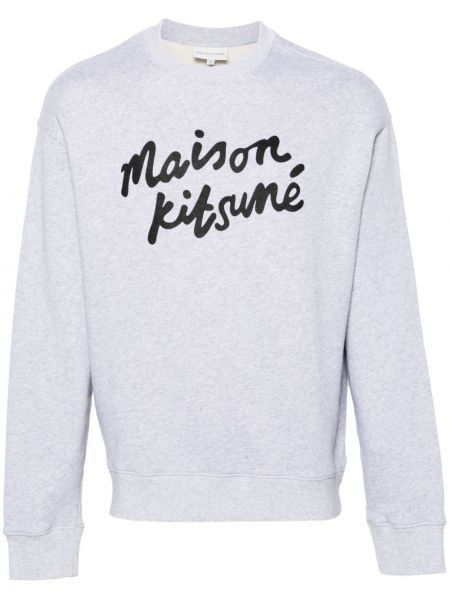 Raštuotas medvilninis džemperis Maison Kitsuné pilka