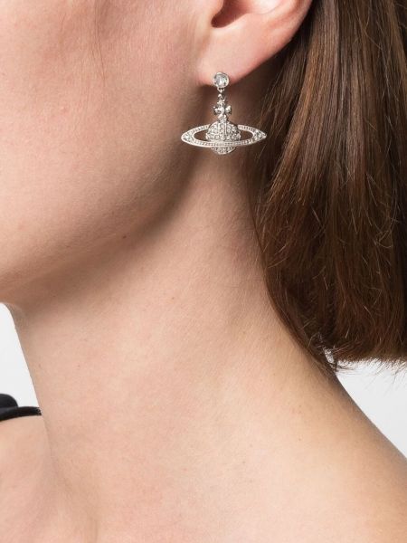 Boucles d'oreilles à imprimé à boucle en cristal Vivienne Westwood argenté