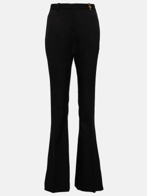 Proste spodnie z wysoką talią wełniane Versace czarne