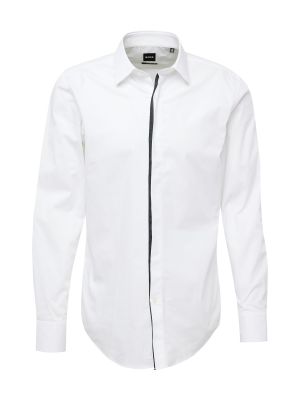 Риза slim Boss Black бяло