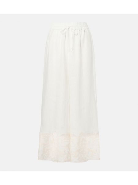 Linne broderade culottes Alemais vit