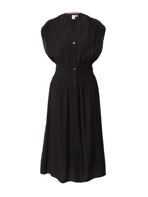 Viskózové priliehavé košeľové šaty bez rukávov Qs By S.oliver - čierna