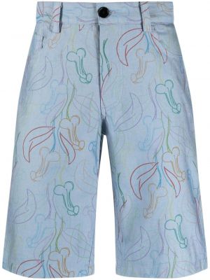 Shorts en jean à imprimé Viktor & Rolf bleu
