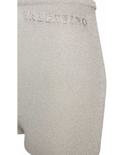 Pantaloni scurți din viscoză Valentino argintiu